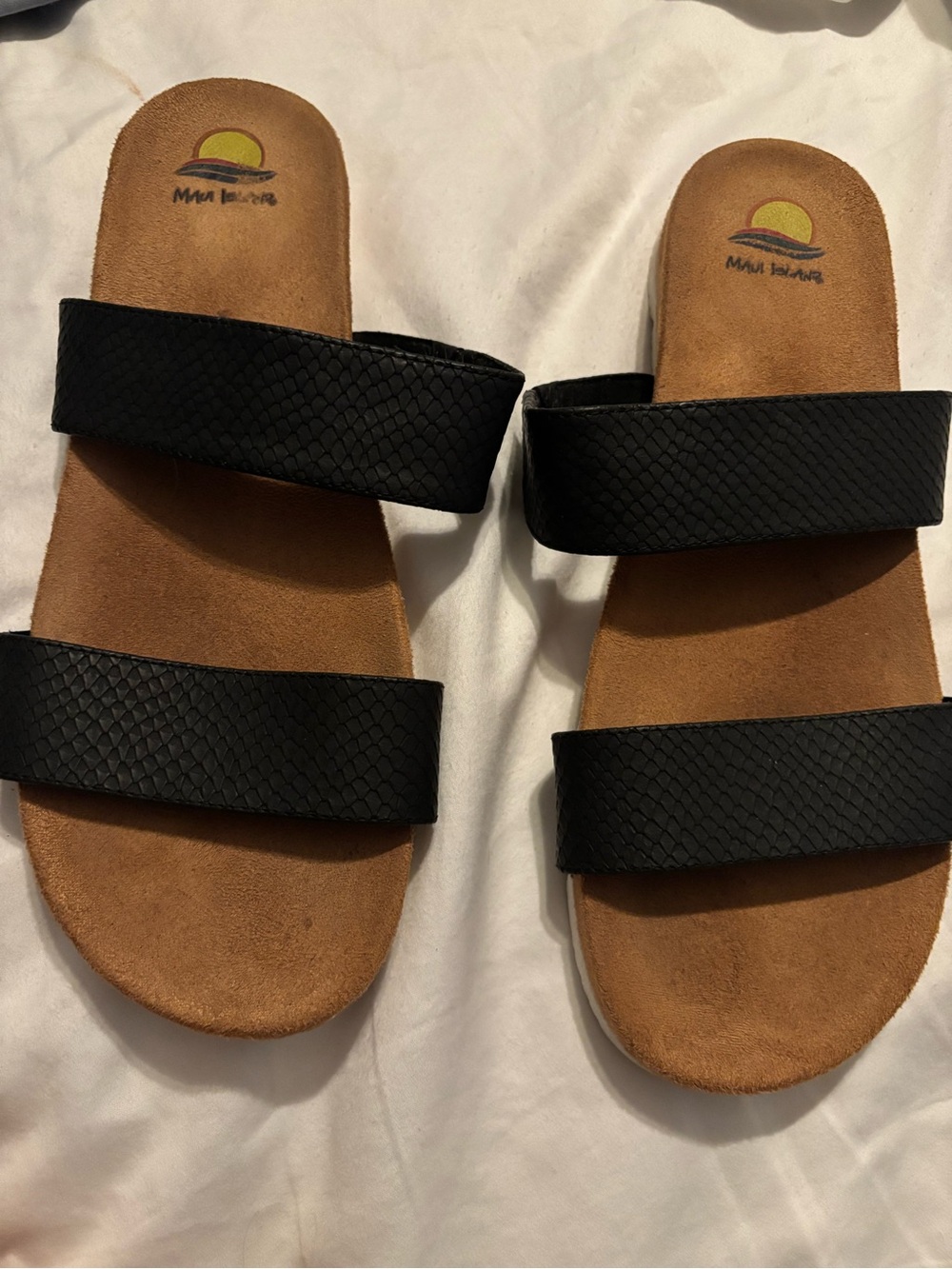 Black Double-Strap Slide Sandals